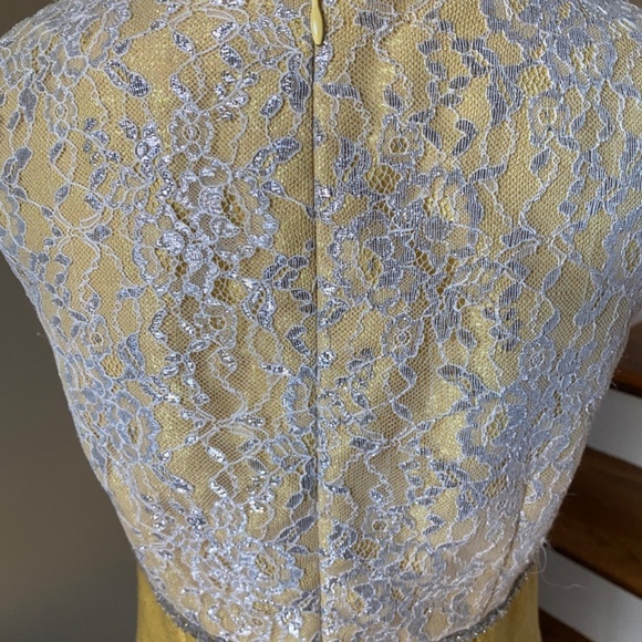 Anthropologie Vintage Erin Featherstone  Satin Lace Yellow Shift Dress 6 - Picture 5 of 9